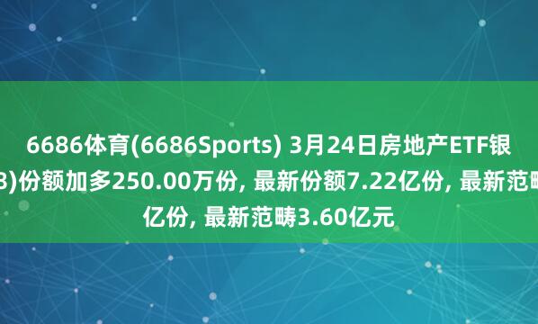 6686体育(6686Sports) 3月24日房地产ETF银华(159768)份额加多250.00万份， 最新份额7.22亿份， 最新范畴3.60亿元