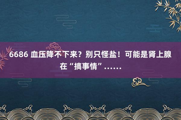 6686 血压降不下来？别只怪盐！可能是肾上腺在“搞事情”……