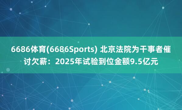 6686体育(6686Sports) 北京法院为干事者催讨欠薪：2025年试验到位金额9.5亿元