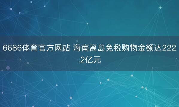 6686体育官方网站 海南离岛免税购物金额达222.2亿元