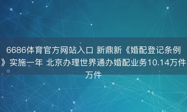 6686体育官方网站入口 新鼎新《婚配登记条例》实施一年 北京办理世界通办婚配业务10.14万件