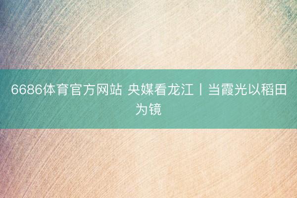6686体育官方网站 央媒看龙江丨当霞光以稻田为镜
