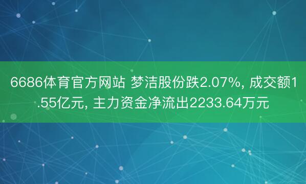6686体育官方网站 梦洁股份跌2.07%， 成交额1.55亿元， 主力资金净流出2233.64万元
