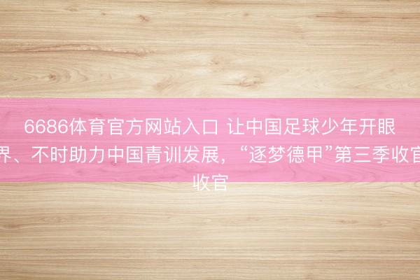 6686体育官方网站入口 让中国足球少年开眼界、不时助力中国青训发展,“逐梦德甲”第三季收官